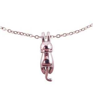 .925 Sterling Silver Hanging Cat Pendant on Cable Chain Necklace Adjustable NWOT